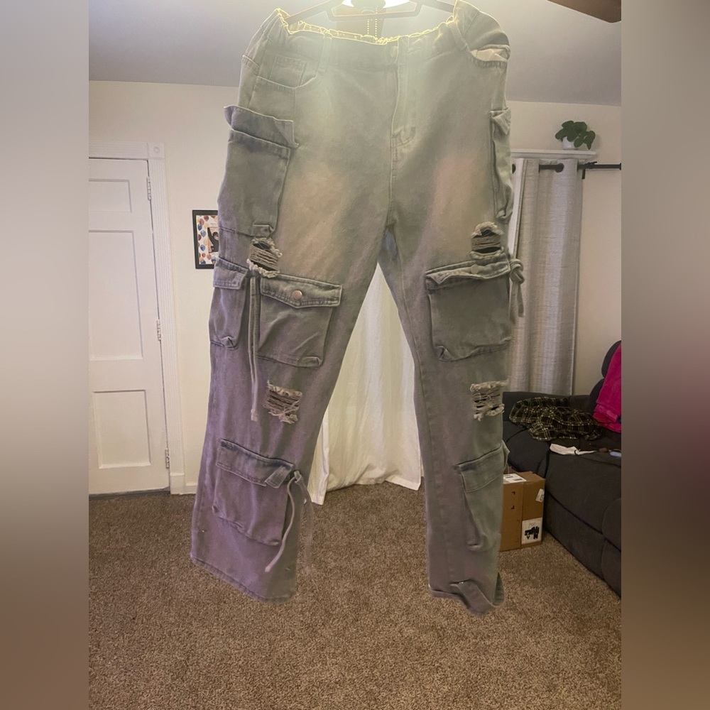 Women’s stretch distressed jeans wide leg size XXL